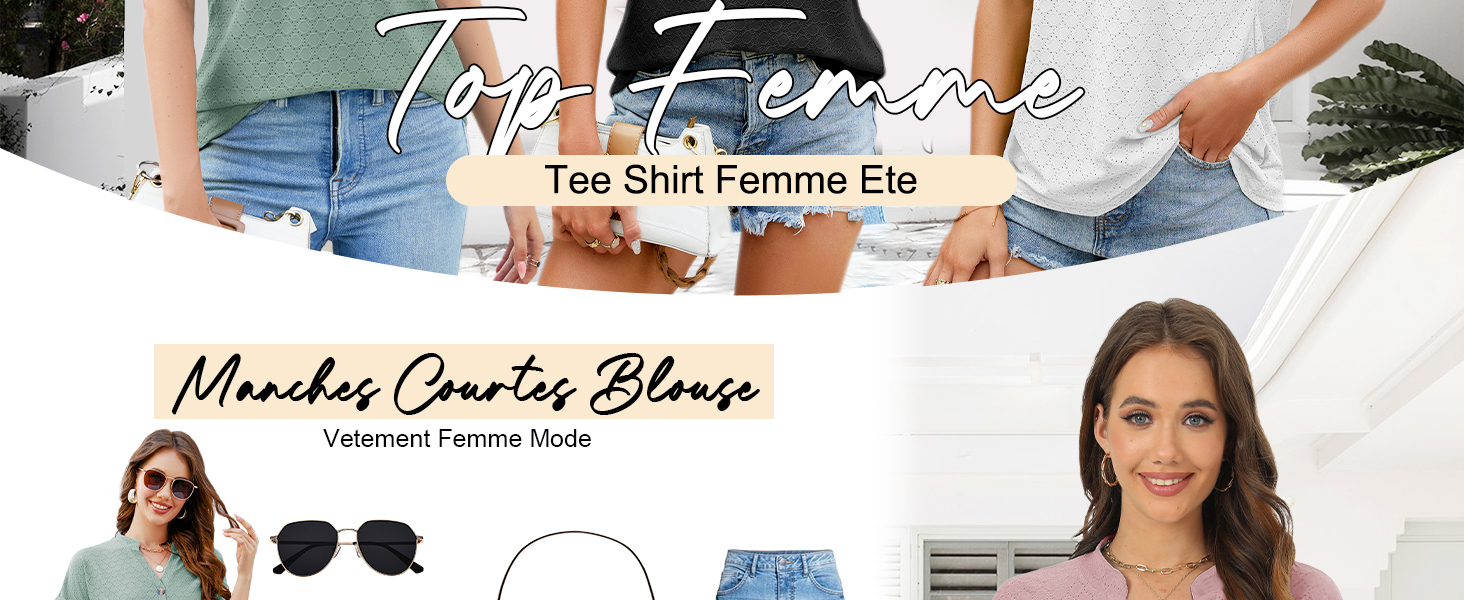 tee shirt femme chemise longue femme top femme tunique femme ete haut femme chemisier prime 2024