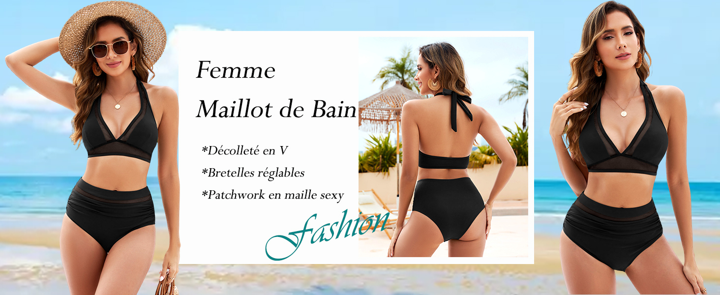 Vancavoo Maillot de Bain Femme 2 Pieces